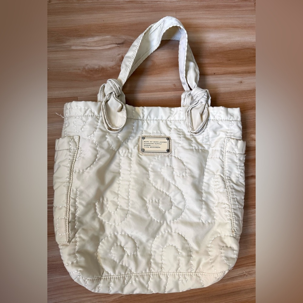 Marc by Marc Jacobs nylon quilted signature tote in ivory